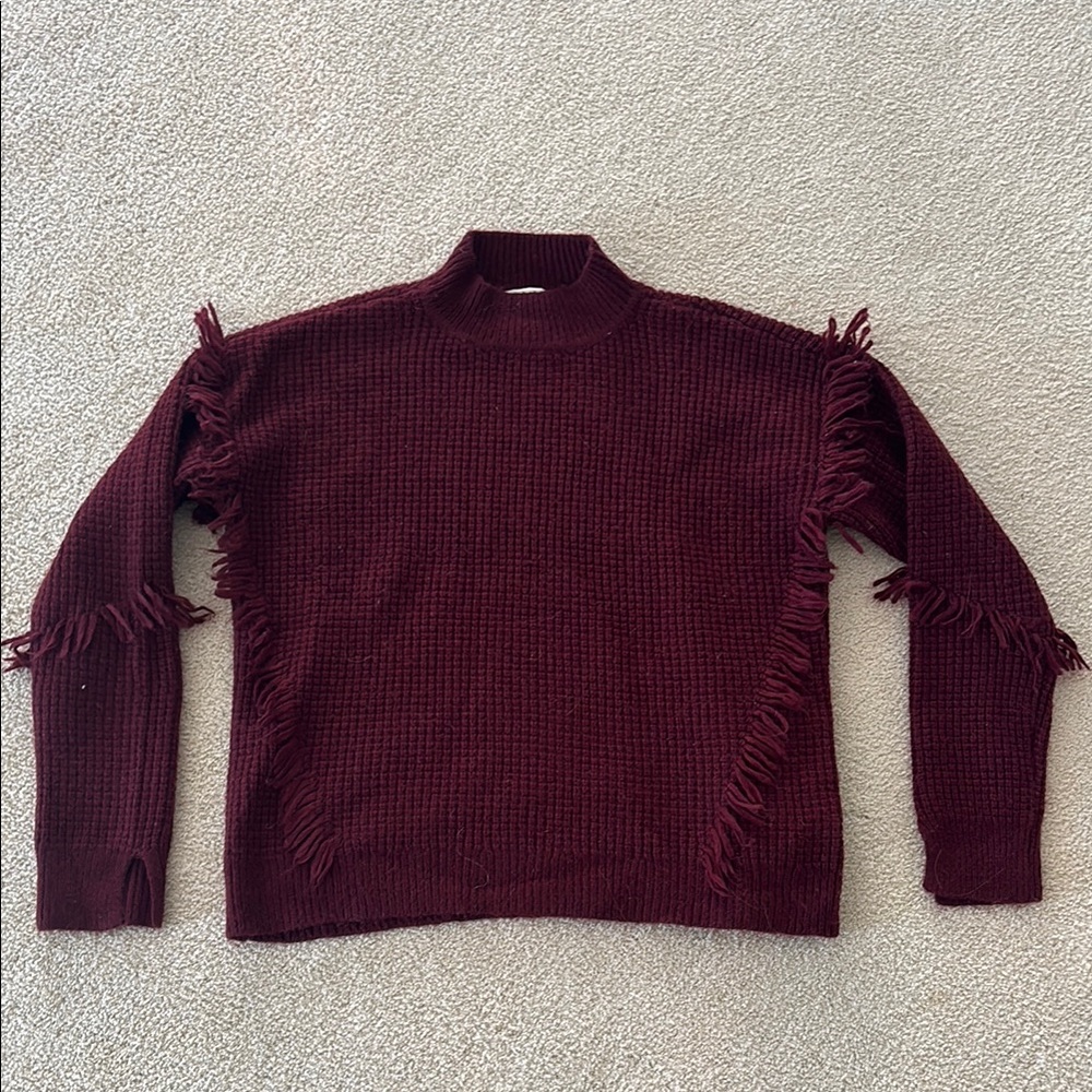 Michael Kors Burgundy Fringe Sweater
